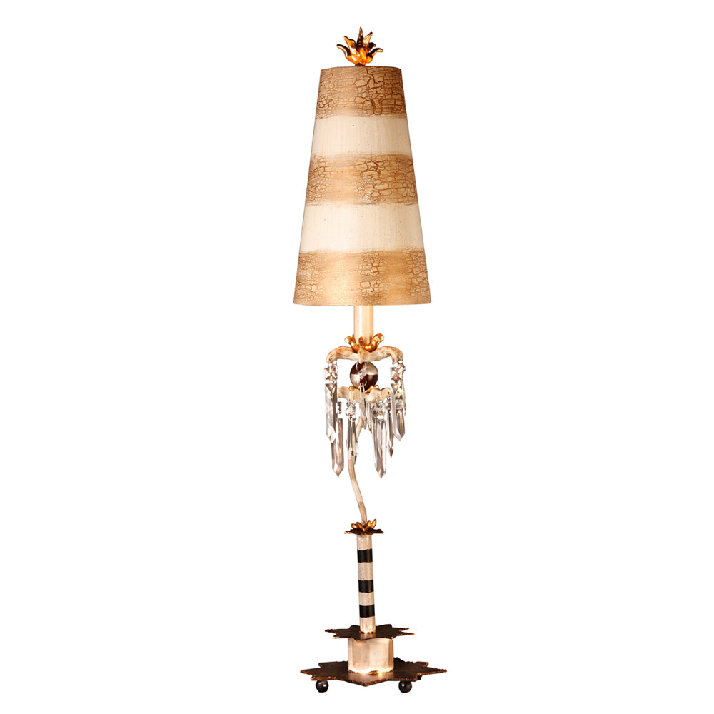 Flambeau Birdland Table Lamp with Crystals in Gold and Cream