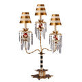 Flambeau Birdland 3 Light Table Lamp with Crystals in Cream and Gold