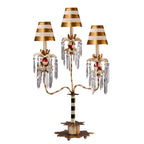 Flambeau Birdland 3 Light Table Lamp with Crystals in Cream and Gold