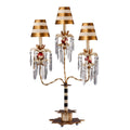 Flambeau Birdland 3 Light Table Lamp with Crystals in Cream and Gold