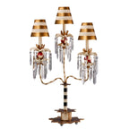 Flambeau Birdland 3 Light Table Lamp with Crystals in Cream and Gold