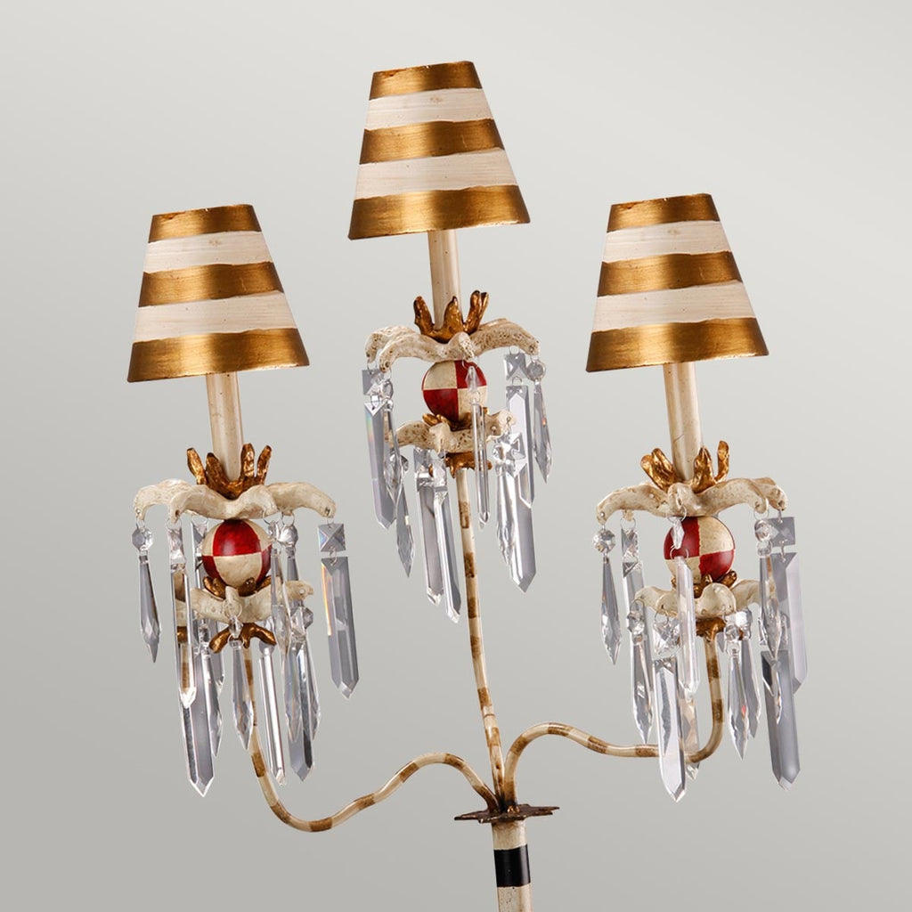 Flambeau Birdland 3 Light Table Lamp with Crystals in Cream and Gold
