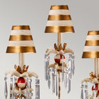 Flambeau Birdland 3 Light Table Lamp with Crystals in Cream and Gold