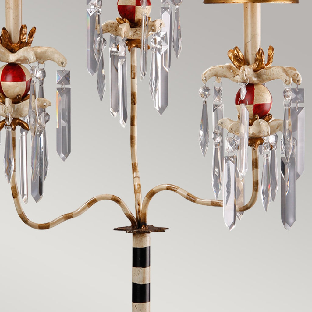 Flambeau Birdland 3 Light Table Lamp with Crystals in Cream and Gold