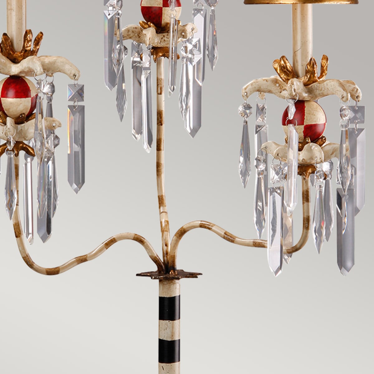 Flambeau Birdland 3 Light Table Lamp with Crystals in Cream and Gold