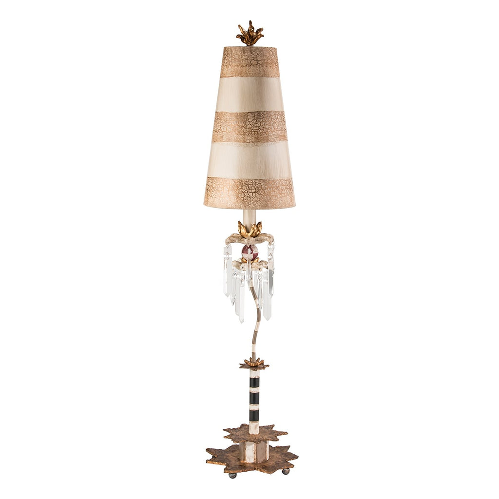 Flambeau Birdland Table Lamp with Crystals in Gold and Cream