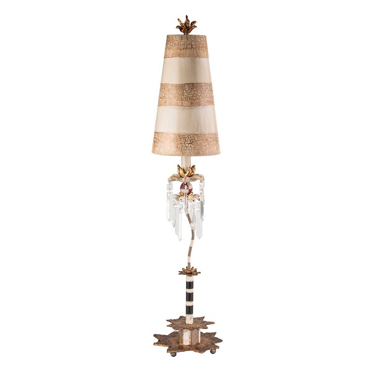 Flambeau Birdland Table Lamp with Crystals in Gold and Cream