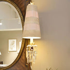 Flambeau Birdland Table Lamp with Crystals in Gold and Cream