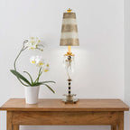 Flambeau Birdland Table Lamp with Crystals in Gold and Cream