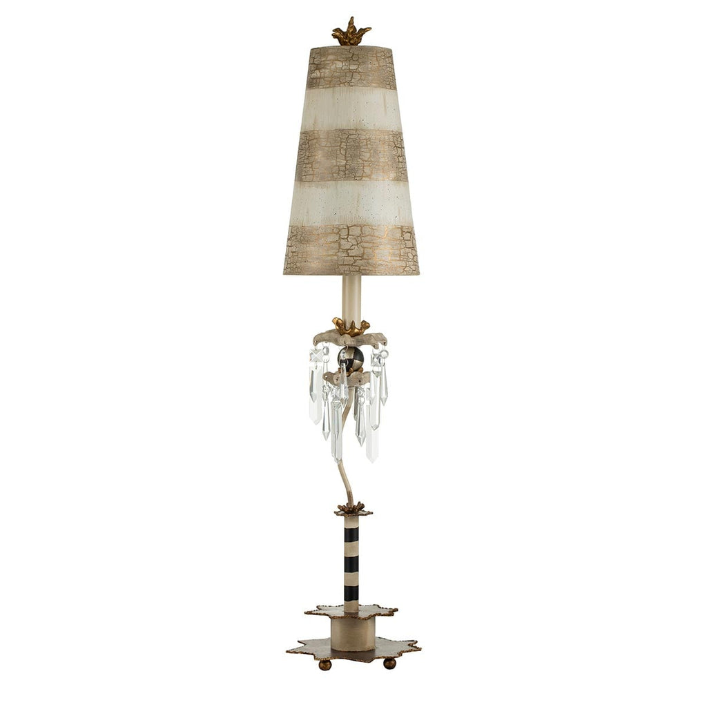 Flambeau Birdland Table Lamp with Crystals in Gold and Cream