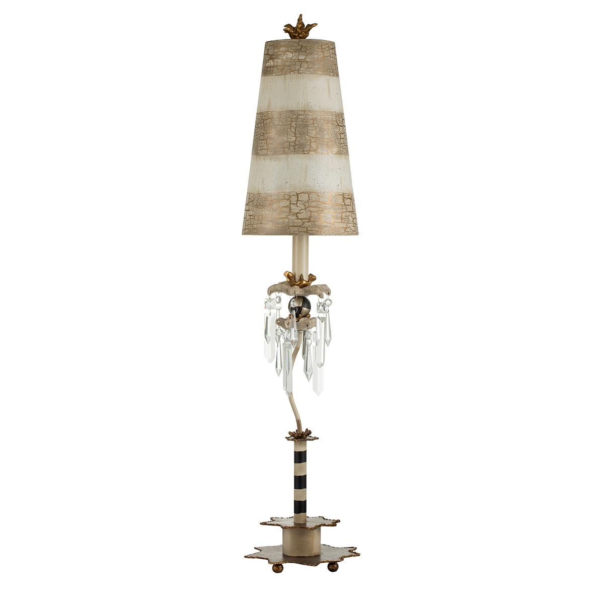 Flambeau Birdland Table Lamp with Crystals in Gold and Cream