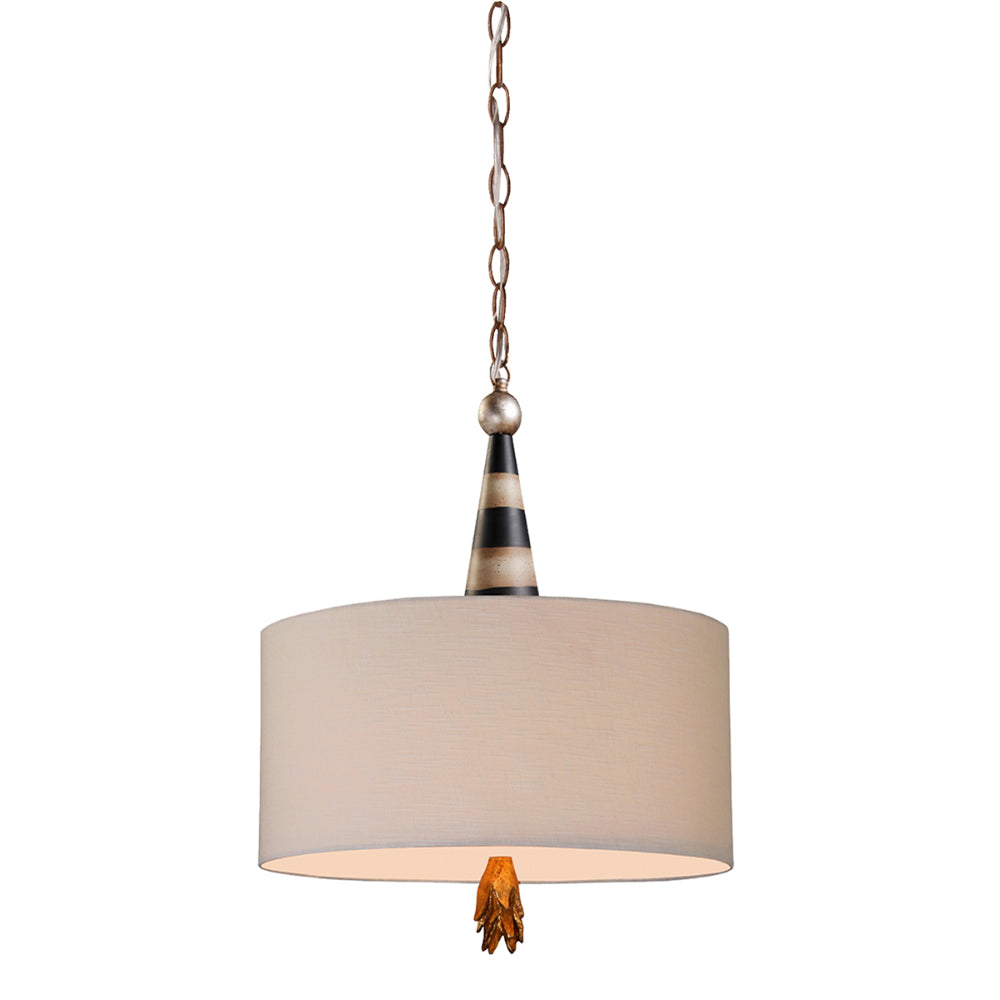 Flambeau Flambeau 2 Light Pendant Light in Black and Cream with Gold Leaf