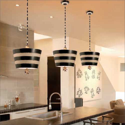 Flambeau South Beach Single Pendant Light in Black and Cream