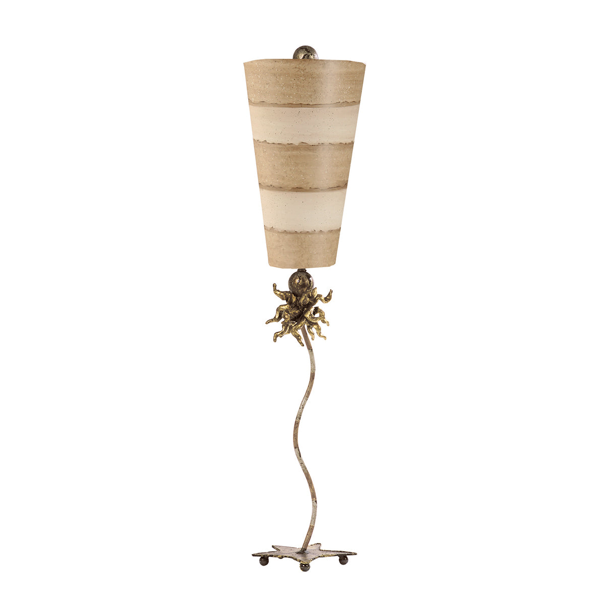 Flambeau Anemone Table Lamp with Gold Sculpture in Taupe Cream