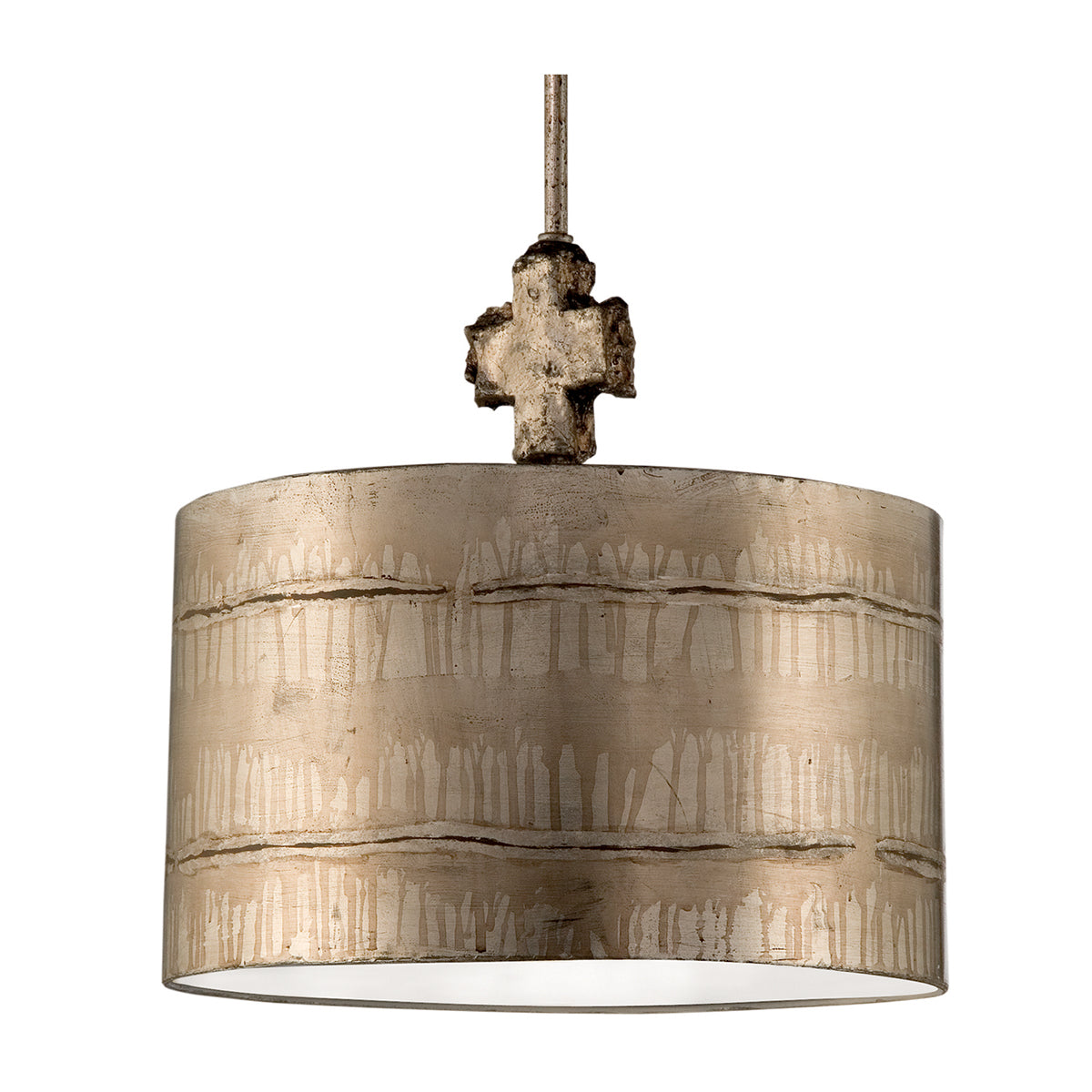 Flambeau Fragment Pendant Light with Decorative Finial in Silver