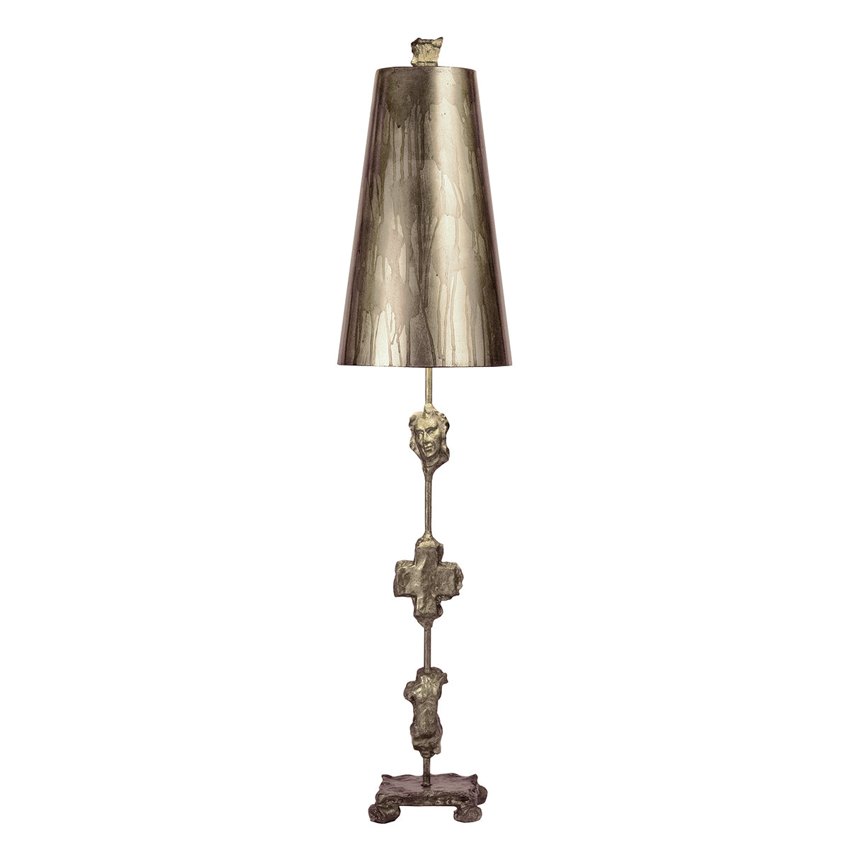Flambeau Fragment Sculpted Table Lamp in Silver Leaf
