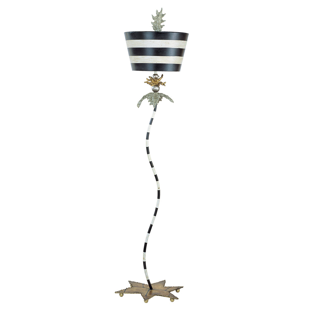 Flambeau South Beach Floor Lamp in Black and White Striped Finish