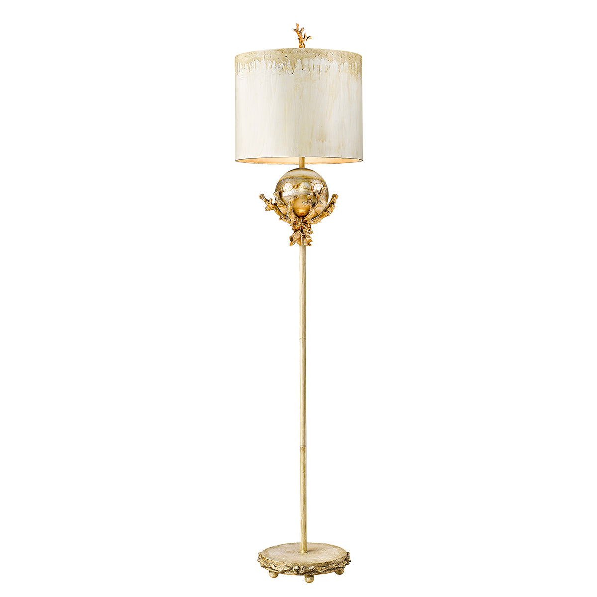 Flambeau Trellis Floor Lamp in Putty Patina with Silver Leaf