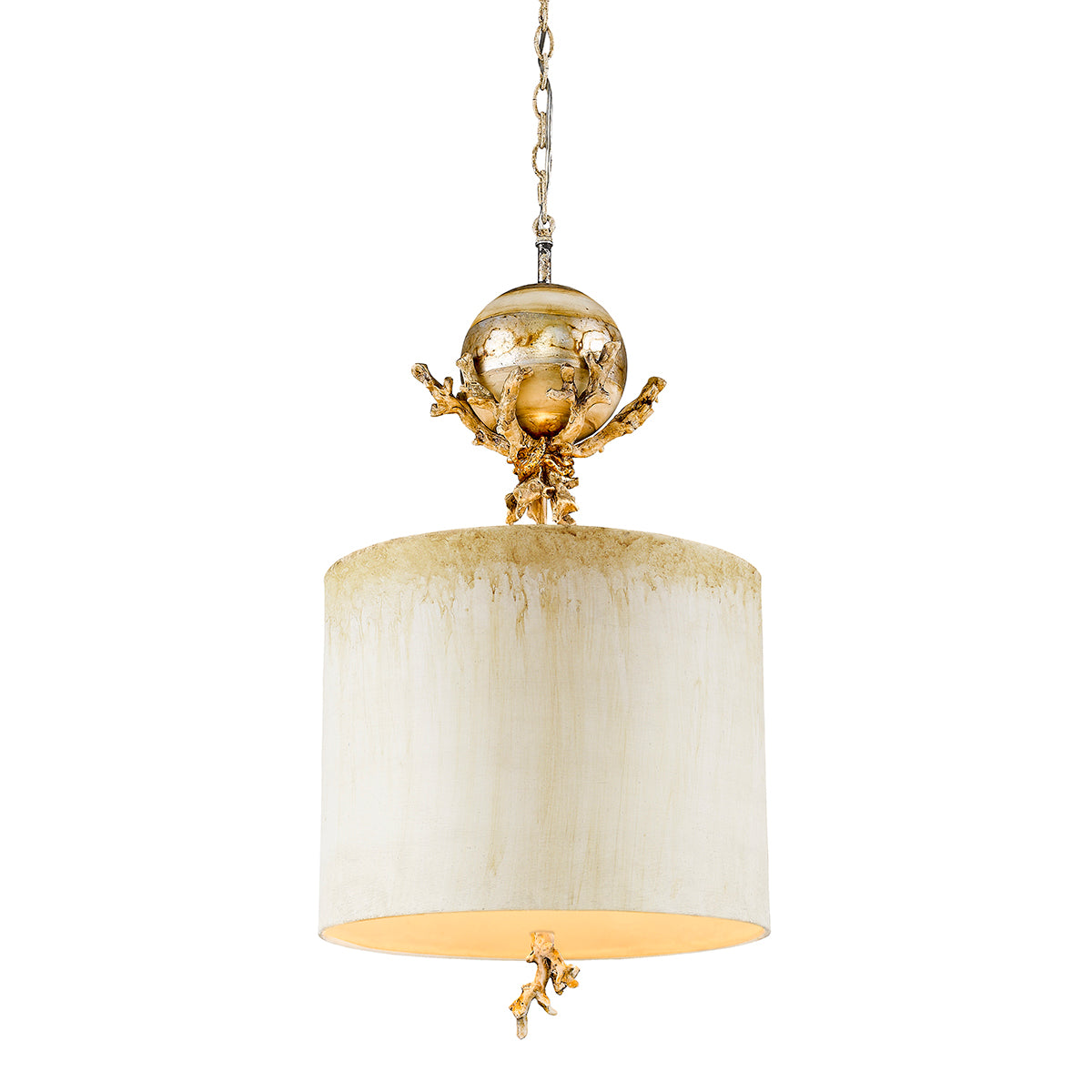 Flambeau Trellis Pendant Light in Putty Patina with Silver Leaf