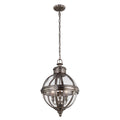 Feiss Adams 3 Light Globe Pendant Light in Antique Nickel
