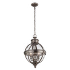 Feiss Adams 3 Light Globe Pendant Light in Antique Nickel