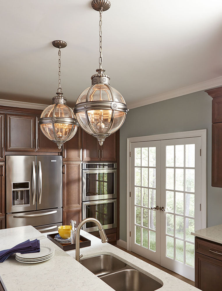 Feiss Adams 4 Light Globe Pendant Light in Antique Nickel
