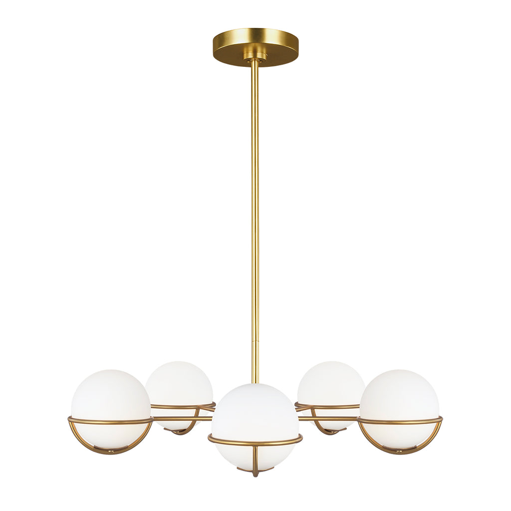 Feiss Apollo 5 Light Chandelier in Burnished Brass