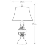 Feiss Augustine Table Lamp in Antique Brown with Cream Shade - dimensions