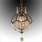 Feiss Bellini Mini Pendant Light in Antique Bronze with Quartz Crystal
