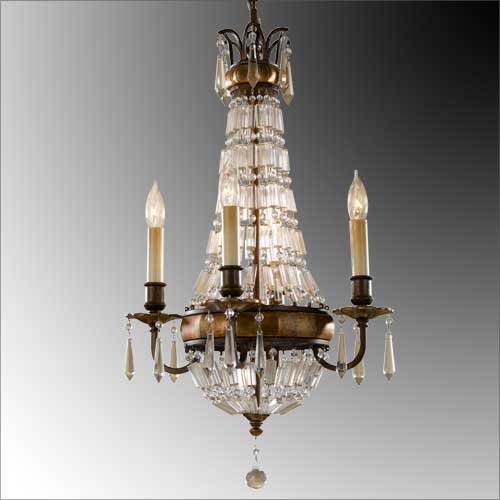 Feiss Bellini 4 Light Chandelier with Quartz Crystal in Antique Bronze