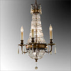 Feiss Bellini 4 Light Chandelier with Quartz Crystal in Antique Bronze