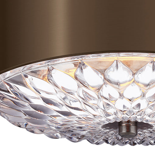 Feiss Botanic 3 Light Flush Ceiling Light in Dark Aged Brass