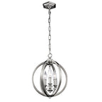 Feiss Corinne 3 Light Orb Pendant Light in Polished Nickel with Crystal