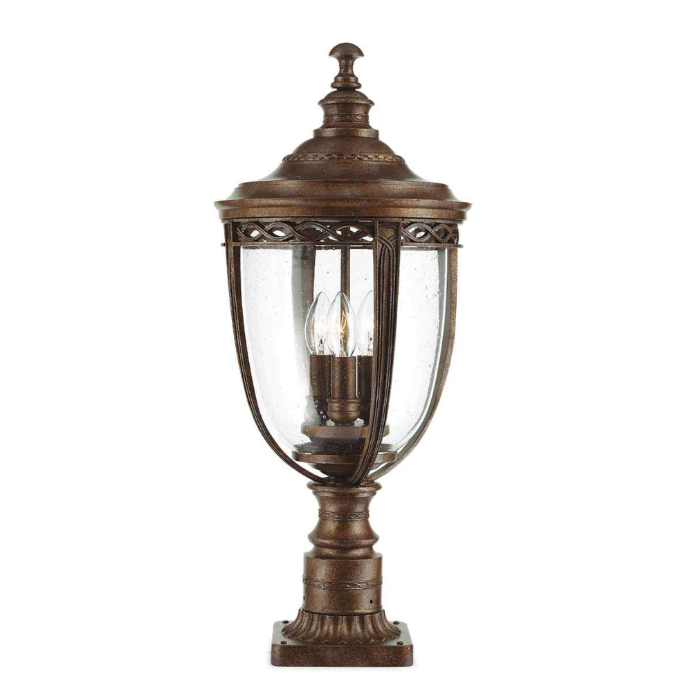 Feiss English Bridle Large 3 Light Outdoor Pedestal in British Bronze