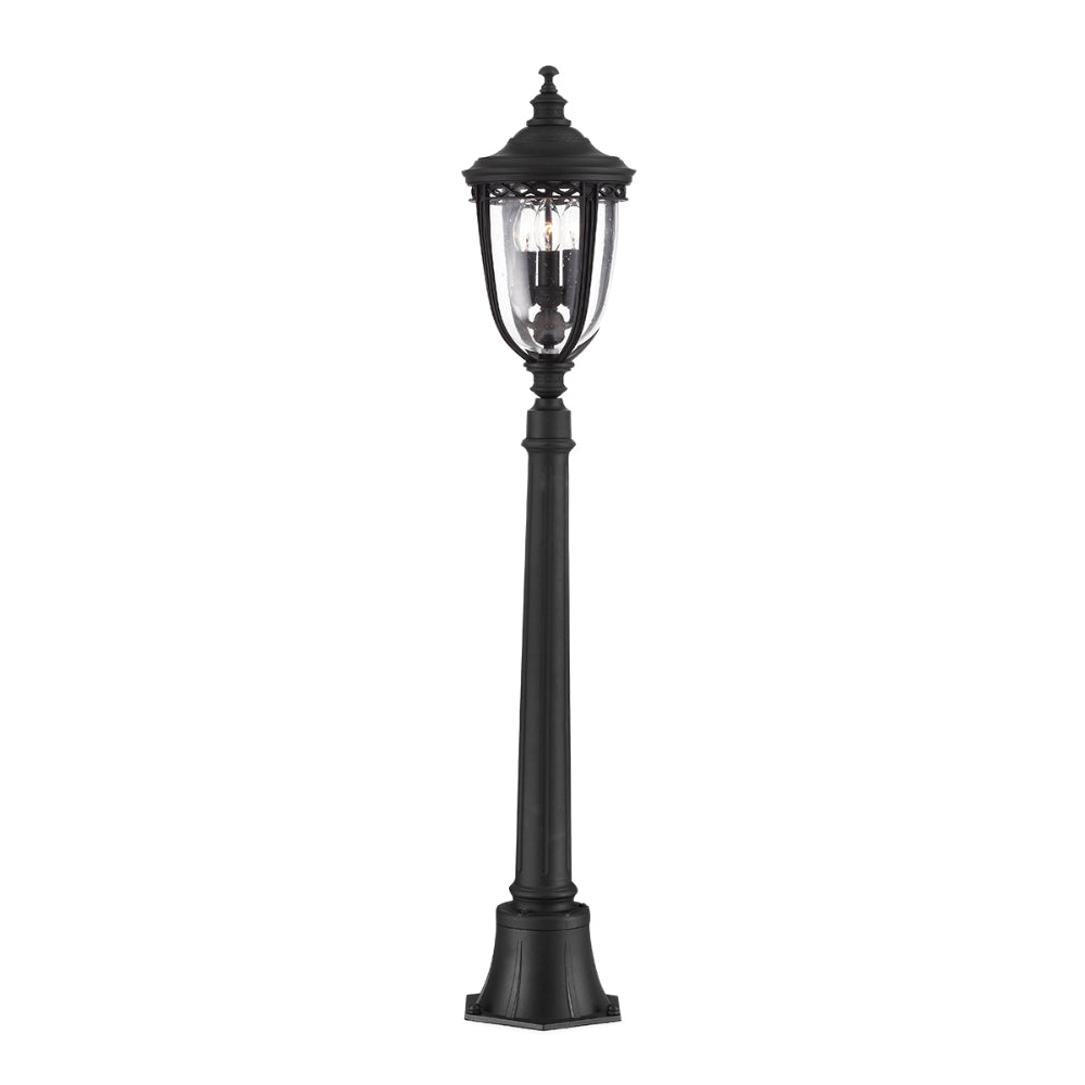 Feiss English Bridle Medium 3 Light Outdoor Pillar Lantern in Black