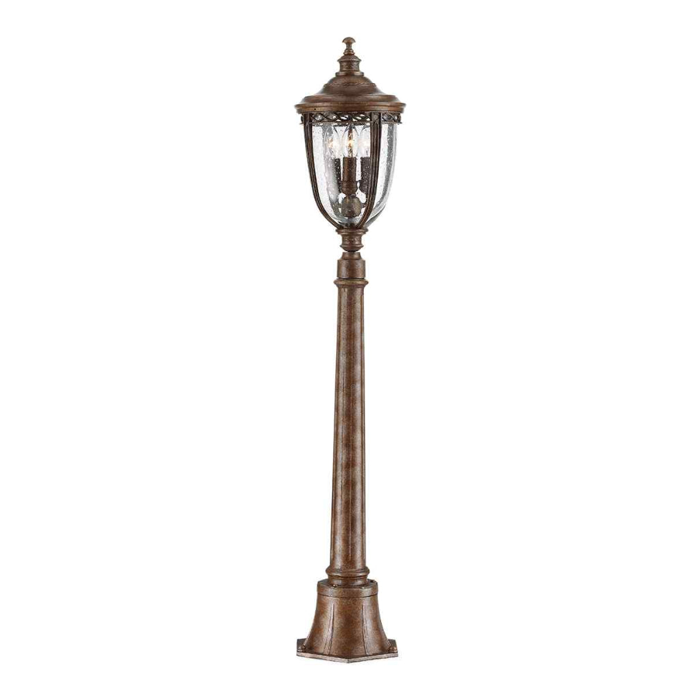Feiss English Bridle Medium 3 Light Outdoor Pillar Lantern in British Bronze