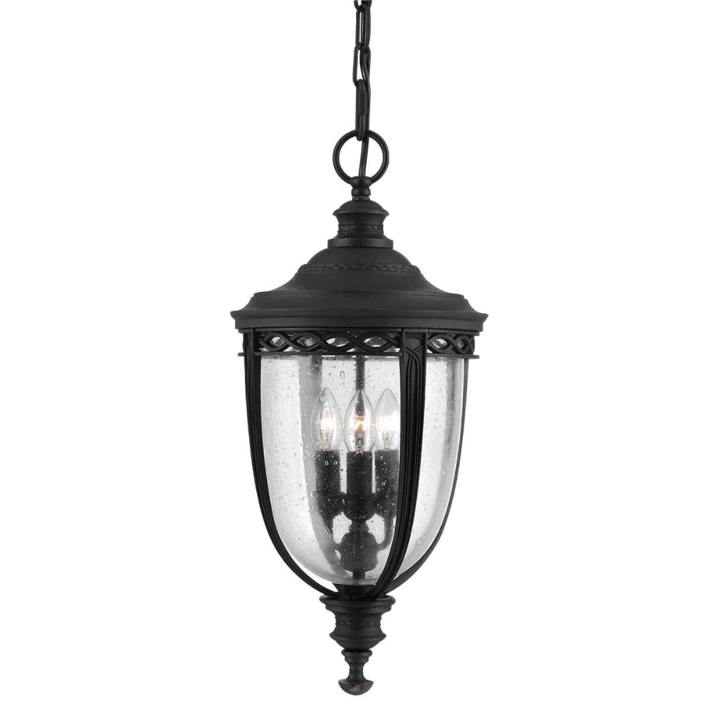 Feiss English Bridle Large 3 Light Chain Lantern in Black