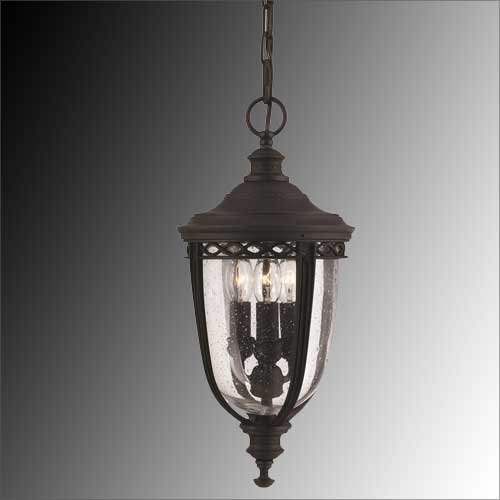 Feiss English Bridle Medium 3 Light Chain Outdoor Lantern in Black