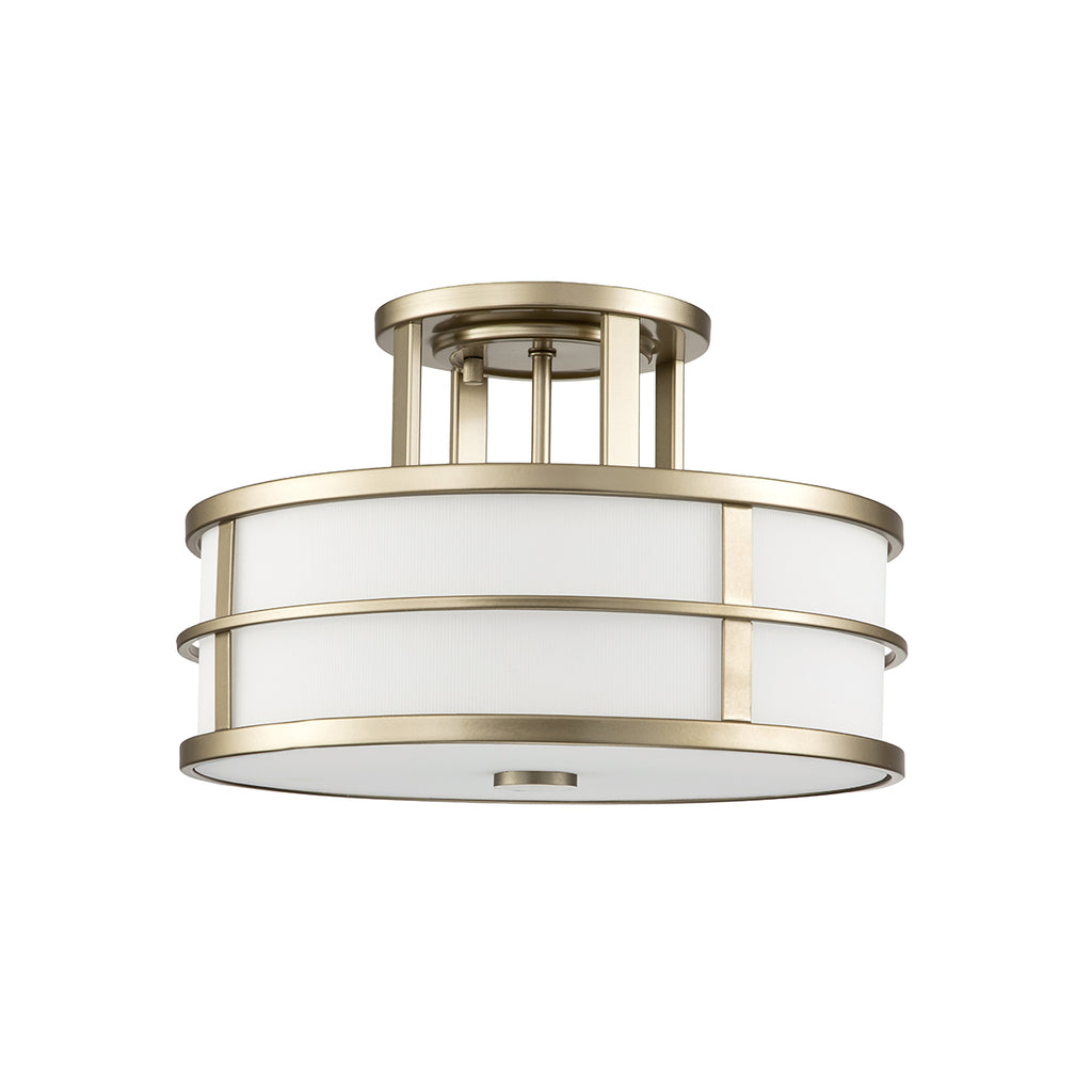Feiss Fusion 3 Light Semi Flush Ceiling Light in Painted Natural Brass