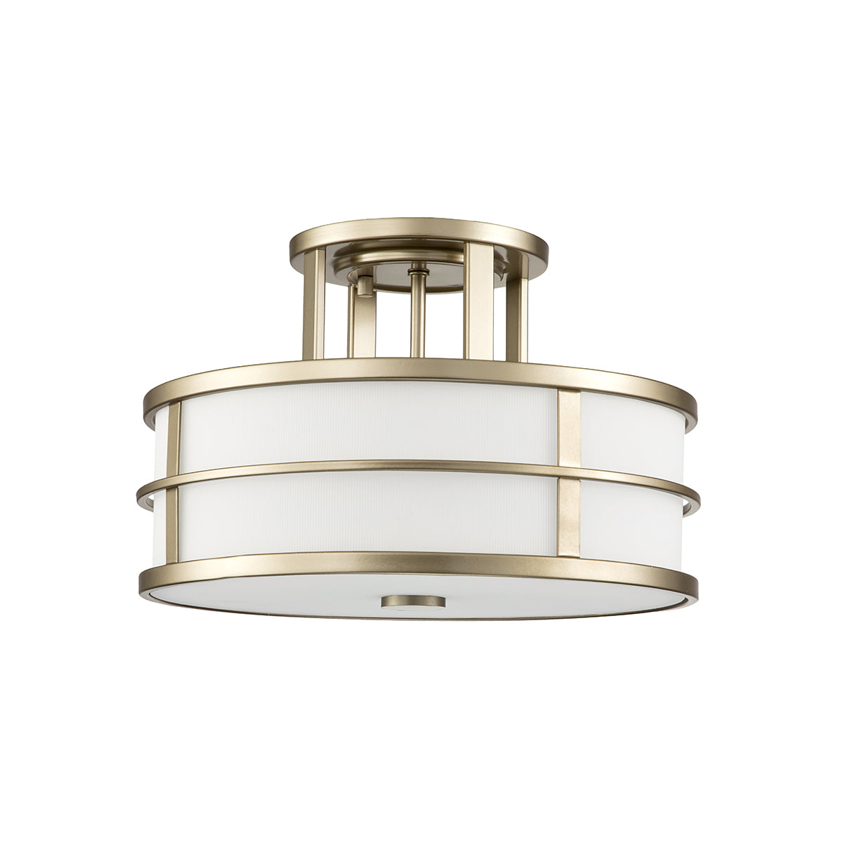 Feiss Fusion 3 Light Semi Flush Ceiling Light in Painted Natural Brass