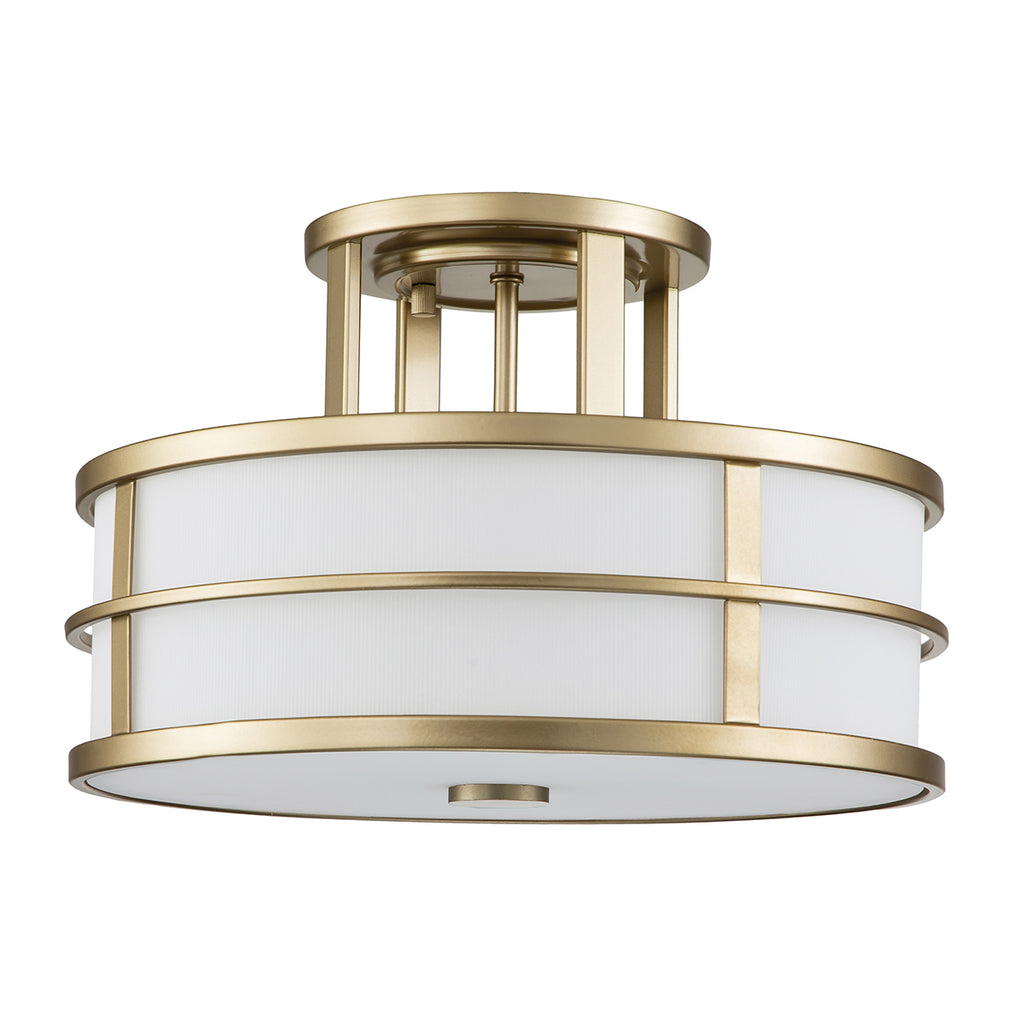 Feiss Fusion 3 Light Semi Flush Ceiling Light in Painted Natural Brass