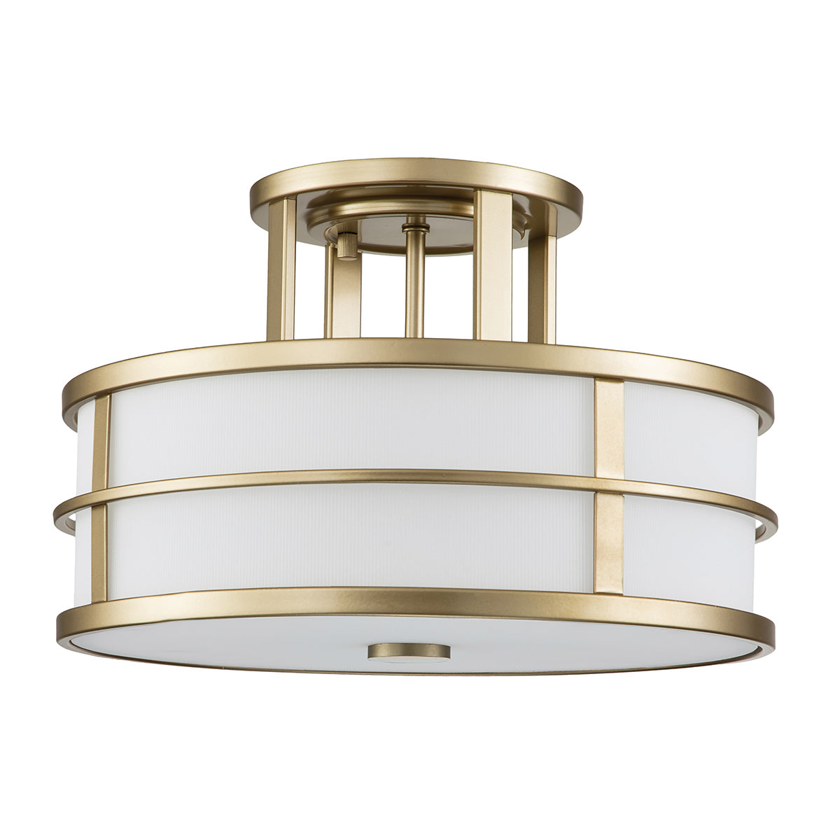 Feiss Fusion 3 Light Semi Flush Ceiling Light in Painted Natural Brass