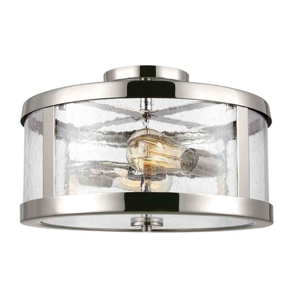 Feiss Harrow 2 Light Semi Flush Ceiling Light in Polished Nickel