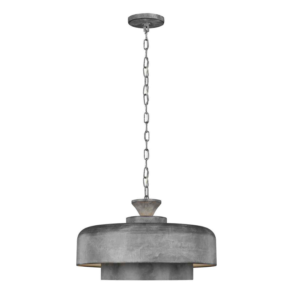 Feiss Haymarket 1 Light Pendant Light in Weathered Galvanized