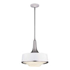 Feiss Holloway 4 Light Pendant Light in Brushed Steel with White Shade