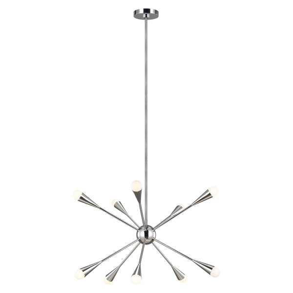 Feiss Jax 10 Light Chandelier in Polished Nickel