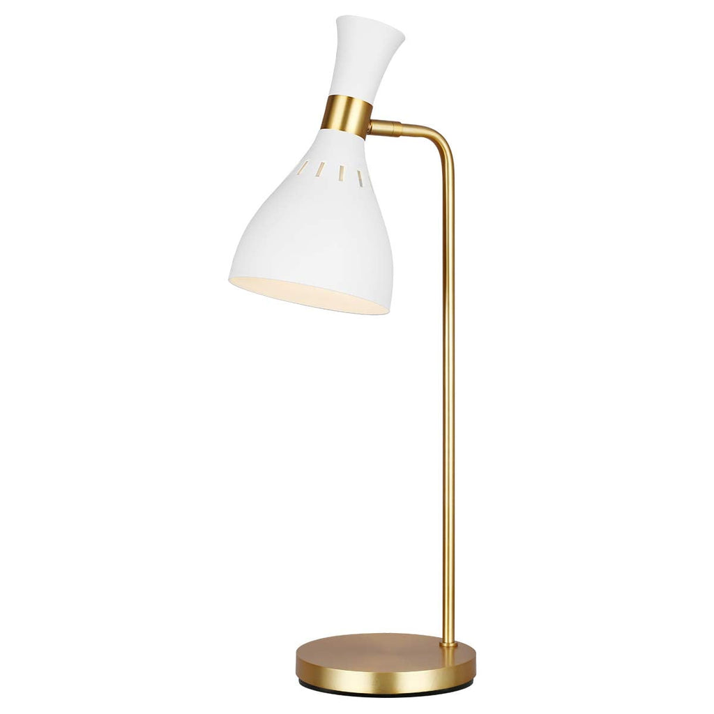 Feiss Joan Table Lamp in Matte White and Burnished Brass