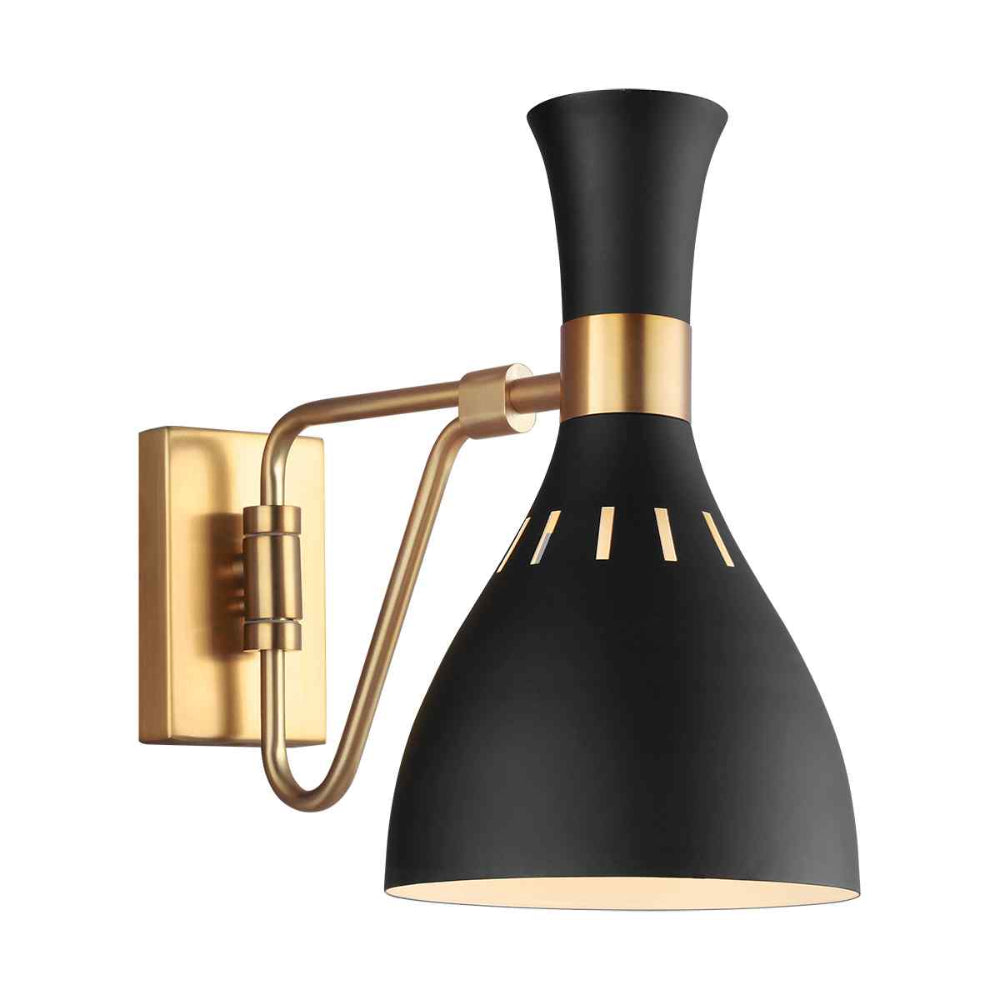 Feiss Joan 1 Light Wall Light in Midnight Black and Burnished Brass