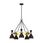 Feiss Joan 5 Light Chandelier in Midnight Black and Burnished Brass