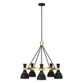 Feiss Joan 5 Light Chandelier in Midnight Black and Burnished Brass
